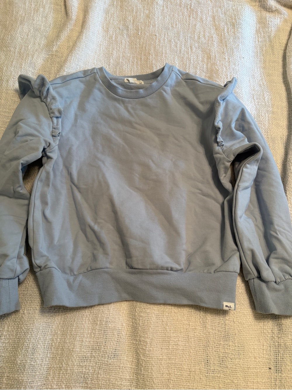 Miles the Label Girl’s Light Blue Ruffle-Sleeve Sweatshirt size 6